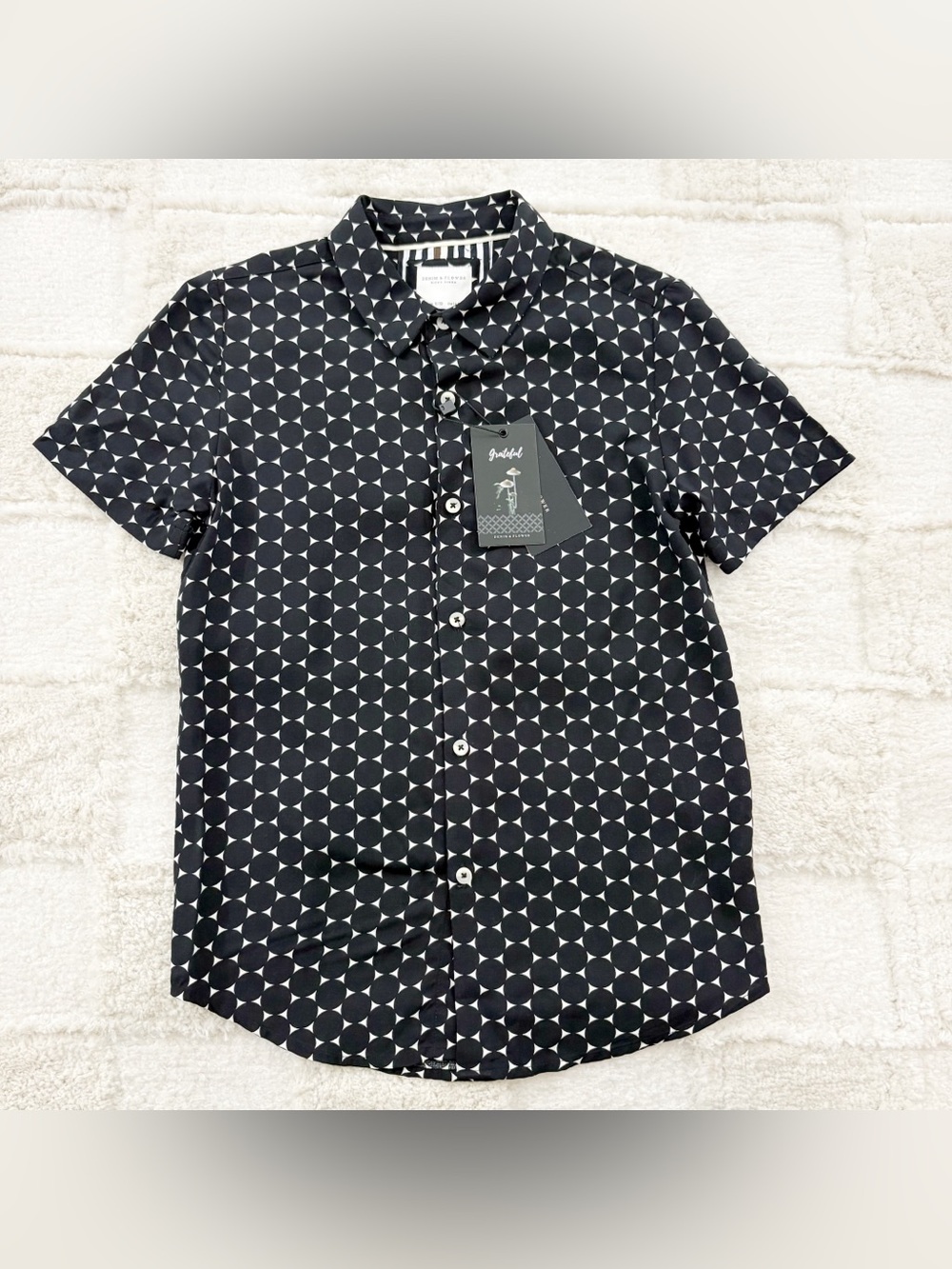 NWT Denim & Flower Black Short Sleeve Shirt Button Down Shirt 9/10 - Picture 4 of 11